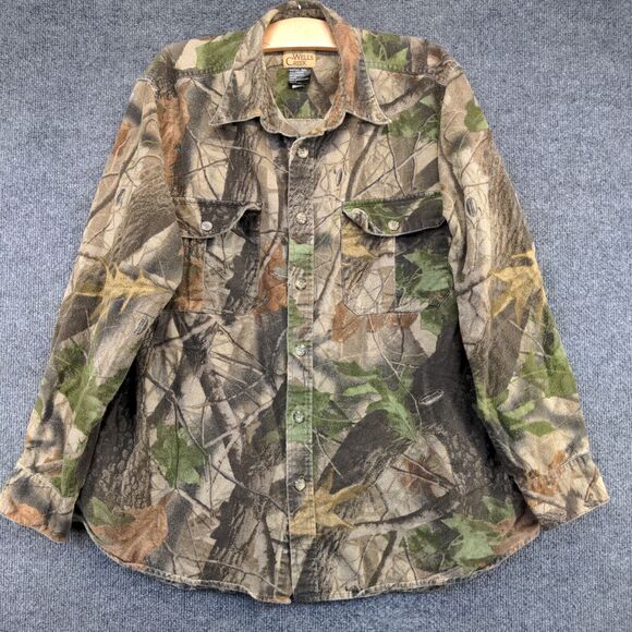 Wells Creek Men's Button-Up Hunting Shirt Camo XL Hardwood Greens Outdoor - Picture 2 of 11